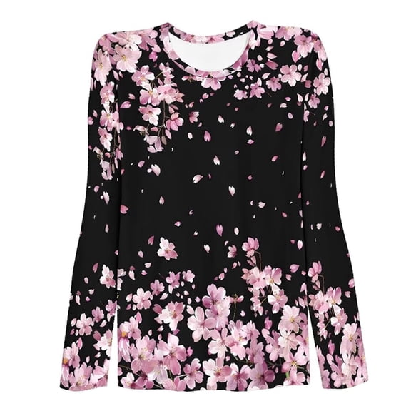 Arlun Womens Long Sleeve T Shirts Basic Crewneck Tee Fall Pullover Tops Casual Workout Fashion Graphic Print Going out T-Shirts Y2k Winter Base Layer Clothes 8-Black S