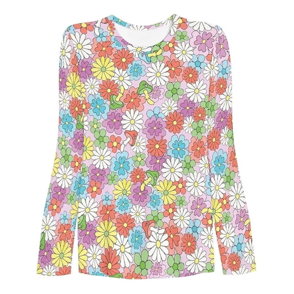 Arlun Womens Long Sleeve T Shirts Basic Crewneck Tee Fall Pullover Tops Casual Workout Fashion Graphic Print Going out T-Shirts Y2k Winter Base Layer Clothes 14-Pink XXXL