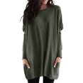 thumbnail image 1 of Arlun Womens Oversized Crewneck T Shirts Solid Color Loose Fit Fall Casual Tops Ladies Long Sleeve Lightweight Breathable Tunic Tshirts with Pockets Green XL, 1 of 5