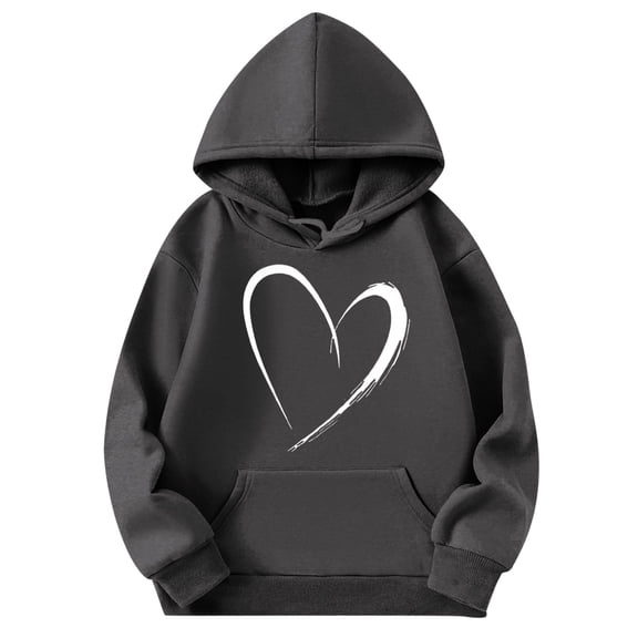 Arlun Womens Oversized Hoodies Winter Simple Love Graphic Long Sleeve Sweatshirts Soft Comfy Warm Hooded Pullover 2026 Fashion Casual Tops Trendy Valentines Outfits Dark Gray M
