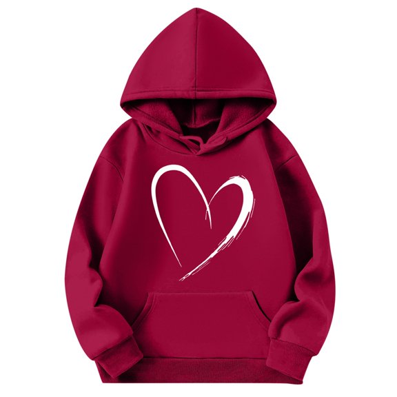 Arlun Womens Oversized Hoodies Winter Simple Love Graphic Long Sleeve Sweatshirts Soft Comfy Warm Hooded Pullover 2026 Fashion Casual Tops Trendy Valentines Outfits Red M
