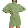 thumbnail image 1 of Arlun Womens Oversized Mini Sweater Dress Turtleneck Batwing Long Sleeve Ribbed Knit Loose 2025 Fall Winter Casual Pullover Short Dress Soft Comfort Stylish Outfits Green XXXL, 1 of 7