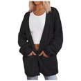thumbnail image 1 of Arlun Womens Oversized Open Front Long Cardigan Sweaters Lightweight Soft Comfortable Loose Knit Sweater with Pocket 2025 Fashion Fall Winter Coats Black L, 1 of 3