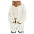 thumbnail image 1 of Arlun Womens Oversized Open Front Long Cardigan Sweaters Lightweight Soft Comfortable Loose Knit Sweater with Pocket 2025 Fashion Fall Winter Coats White XL, 1 of 3