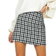 thumbnail image 1 of Arlun Womens Plaid Wool Mini Skirts Fall Winter Small Fragrant High Waist Bodycon Pencil Short Skirts Vintage Woolen Zipper Comfort Tartan Skirt Black M, 1 of 1