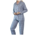 thumbnail image 1 of Arlun Womens Plus Size Pajama Sets Fashion Checkered Printed 2 Piece Button down Lapel Long Sleeve Shirts and Elastic Waisted Long Pants Sets Loose Soft Comfy Loungewear Pjs Purple XL, 1 of 7