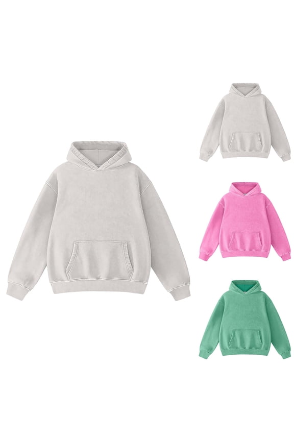 Womens Retro Acid Wash Hoodies Oversized Heavyweight Lined Warm and Comfortable Sweatshirt Vintage Streetwear Loose Long Sleeve Fall Pullover Top with Pocket 1-Hot Pink S