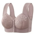 thumbnail image 1 of Arlun Womens Seamless Front Closure Bras Lift Up Plus Size Full Cup Bras No Underwire Supportive Soft Comfortable Lightweight Breathable Front Button Bras Grey 46, 1 of 3