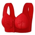 thumbnail image 1 of Arlun Womens Seamless Front Closure Bras Lift Up Plus Size Full Cup Bras No Underwire Supportive Soft Comfortable Lightweight Breathable Front Button Bras Red 38, 1 of 3