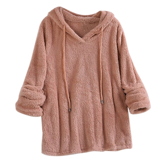 Arlun Womens Sherpa Hoodies Sweatshirts Soft Comfortable Fuzzy Pajama Pullovers Long Sleeve Loose Fit Drawstring Fall Winter Casual Fluffy Hooded Tops Loungewear Watermelon Red S