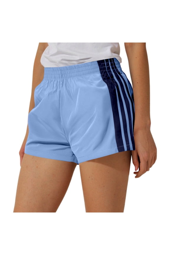 Arlun Womens Striped Athletic Shorts Elastic Waist Side Stripe Casual Shorts Loose Patchwork Workout Sweat Shorts Spring and Summer Stylish Bottom Outfit Sky Blue S