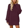 thumbnail image 1 of Arlun Womens Sweaters Dress Oversized Cable Knit Long Sleeve Short Dresses 2026 Solid Color Relaxed Fit Fall Streetwear Outfits Vacation Winter Clothes Red XL, 1 of 4