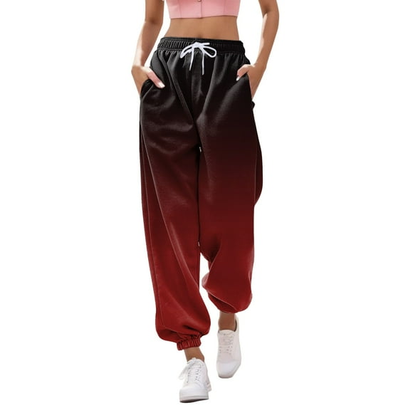 Arlun Womens Sweatpants 2025 High Waisted Baggy Gradient Printed Cinch Bottom Workout Joggers Casual Plus Size Drawstring Workout Fitness Trousers with Pockets XL