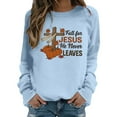 thumbnail image 1 of Arlun Womens Sweatshirts Jesus Faith Bible Verse Cute Cross Pumpkin Graphic Printed Sweatshirt Christian Long Sleeve Crewneck Trendy Religious Pullovers Tops Blue S, 1 of 4
