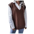 thumbnail image 1 of Arlun Womens V-Neck Aran Knit Sweaters Vest Casual Sleeveless Lightweight Pullover Sweater Outwear Trendy Solid Color Loose Fit Layering Tops 2025 Fall Winter Clothes Coffee M, 1 of 4