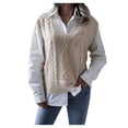 thumbnail image 1 of Arlun Womens V-Neck Aran Knit Sweaters Vest Casual Sleeveless Lightweight Pullover Sweater Outwear Trendy Solid Color Loose Fit Layering Tops 2025 Fall Winter Clothes Beige S, 1 of 4