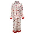 thumbnail image 1 of Arlun Womens Valentine's Pajama Sets 2 Piece Heart Print Soft Button up Satin Pjs 2026 Fashion Feather Trim Long Sleeve Shirt Pants Loungewear Set for Cozy Sleepwear 2-Pink M, 1 of 5