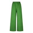 thumbnail image 1 of Arlun Womens Wide Leg Flowy Drawstring Palazzo Linen Pants Summer Beach Casual Elastic High Waisted Loose Trousers Soft Lightweight Breathable Leisure Pant Green S, 1 of 5