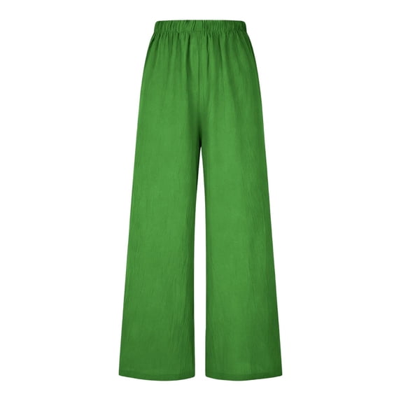 Arlun Womens Wide Leg Flowy Drawstring Palazzo Linen Pants Summer Beach Casual Elastic High Waisted Loose Trousers Soft Lightweight Breathable Leisure Pant Green S