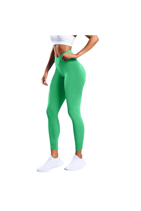 Womens Workout Seamless Scrunch Lifting High Waisted Gym Yoga Leggings Soft Lightweight Comfy Running Fitness Pants Fashion Solid Color Casual Tights Green M
