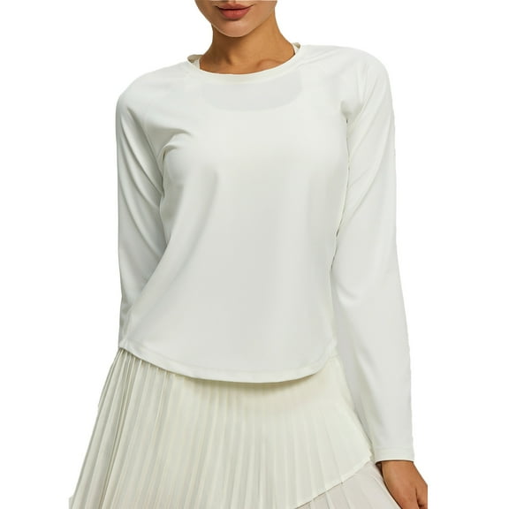 Arlun,Womens Yoga Thin T Shirts Casual Lightweight Quick Drying Crewneck Long Sleeve Workout Tops Plus Size Comfortable Breathable Tshirts for Running Fitness Hiking White XL