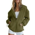 thumbnail image 1 of Arlun Womens Zip up Hoodies Fall Preppy Solid Color Loose Sweatshirts Jackets Casual Baggy Comfortable Basic Sports Hooded Sweatshirts Tops 2025 Winter Clothes Army Green S, 1 of 6