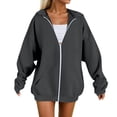 thumbnail image 1 of Arlun Womens Zip Up Hoodies Sweatshirts Long Sleeve Drop Shoulder Loose Fit Comfortable Fall Fashion Tops 2025 Oversized Lightweight Jackets With Pockets Dark Gray S, 1 of 7