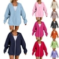 thumbnail image 1 of Arlun Womens Zip Up Hoodies Sweatshirts Long Sleeve Drop Shoulder Loose Fit Comfortable Fall Fashion Tops 2025 Oversized Lightweight Jackets With Pockets Sky Blue XS, 1 of 9