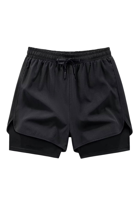 Workout Shorts Women 2 in 1 Compression Liner Elastic High Waist Athletic Short Pants with Lined Pocket Loose Fit Drawstring Summer Plus Size Shorts for Gym Fitness Sports Black XXXXXL