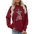 thumbnail image 1 of Arlun Yes I Can Drive A Stick Sweatshirts For Women Halloween Witch Printed Pullover Sweatshirts Plus Size Crew Neck Long Sleeve Loose Comfy Hoodless Tops M, 1 of 4