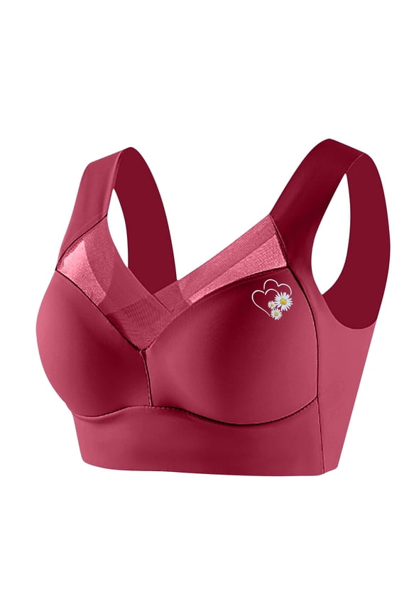 Zenchic Bras For Older Women Plus Size Seamless Wireless Push Up Anti Sagging Bralettes Soft Comfy Breathable No Underwire Full Coverage Bras Watermelon Red XXXXXXXL