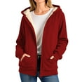 thumbnail image 1 of Arlun Zip up Hoodies Sweatshirts of Women Sherpa Lined Fall Winter Warm Hooded Jackets Casual Drawstring Cozy Fuzzy Comfortable Full Zipper Tops with Pockets Red2 XL, 1 of 5