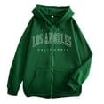 thumbnail image 1 of Arlun Zipper up Hoodies for Teen Girls Trendy Letter Printed Full Zipper Drawstring Sweatshirts Womens Loose Fit Comfy Long Sleeve Pullover Tops with Pockets Green XL, 1 of 3