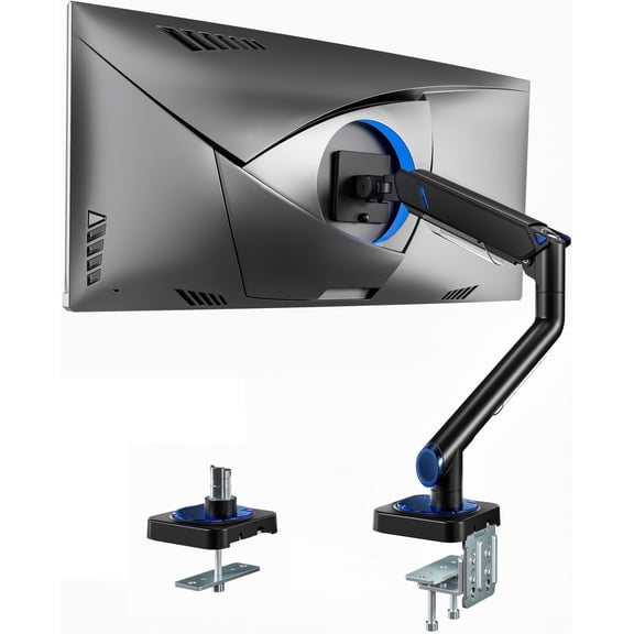 Arm for 17-49 Inch, Ultrawide Single Mount Holds up to 44lbs, Heavy Duty Mechanical Spring Stand Adjustable Arms, 75/100 VESA Mount with Clamp/Grommet Base, Black