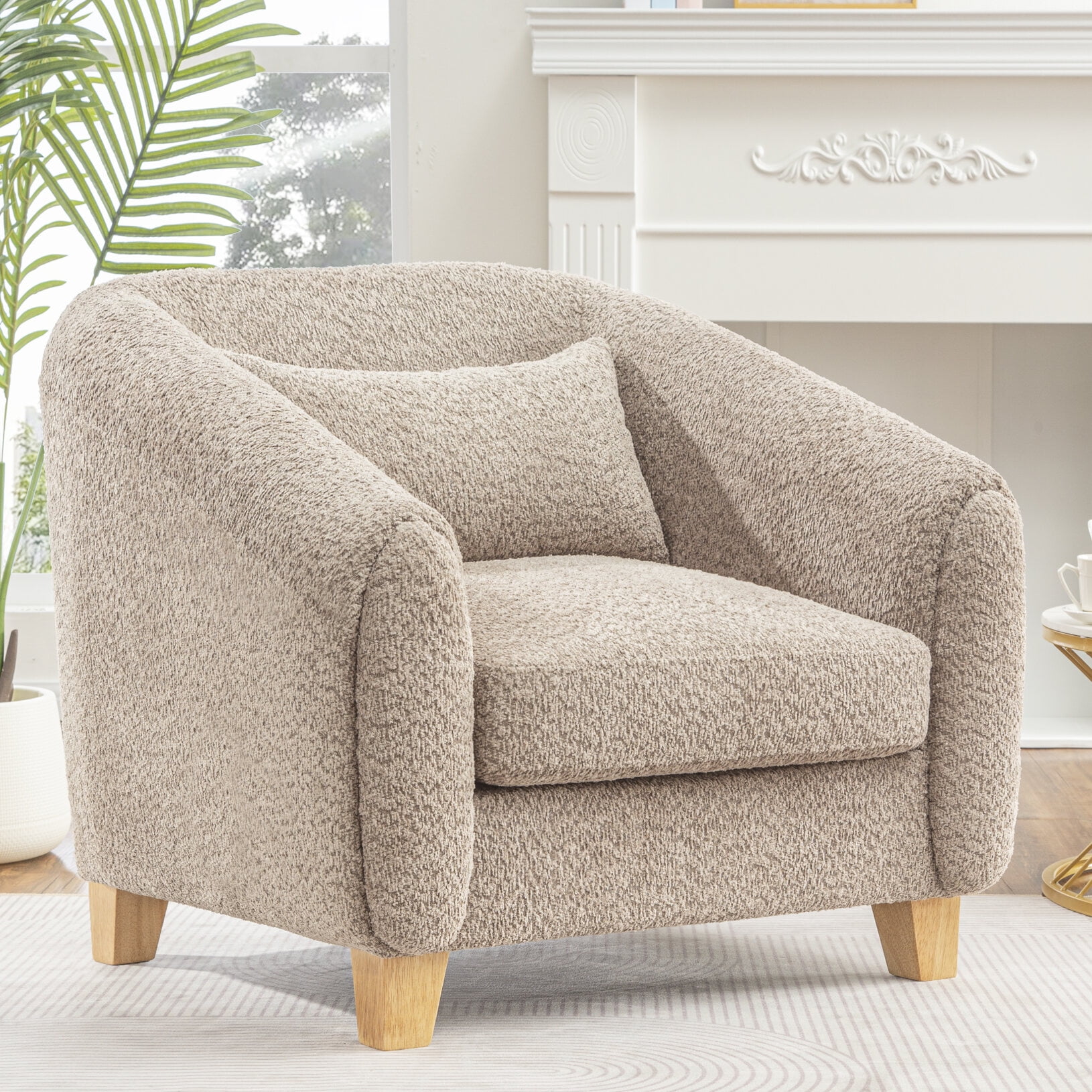 Arm Accent Chair, Modern Upholstered Armchair, Single Sofa Chair with 4 ...