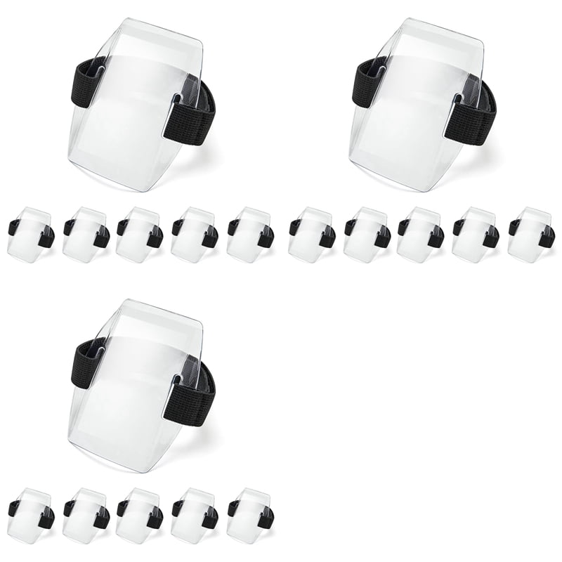 Arm Badge Holder - 18Pcs Armband ID Card Holder Waterproof Armband Badge with Adjustable Elastic Strap