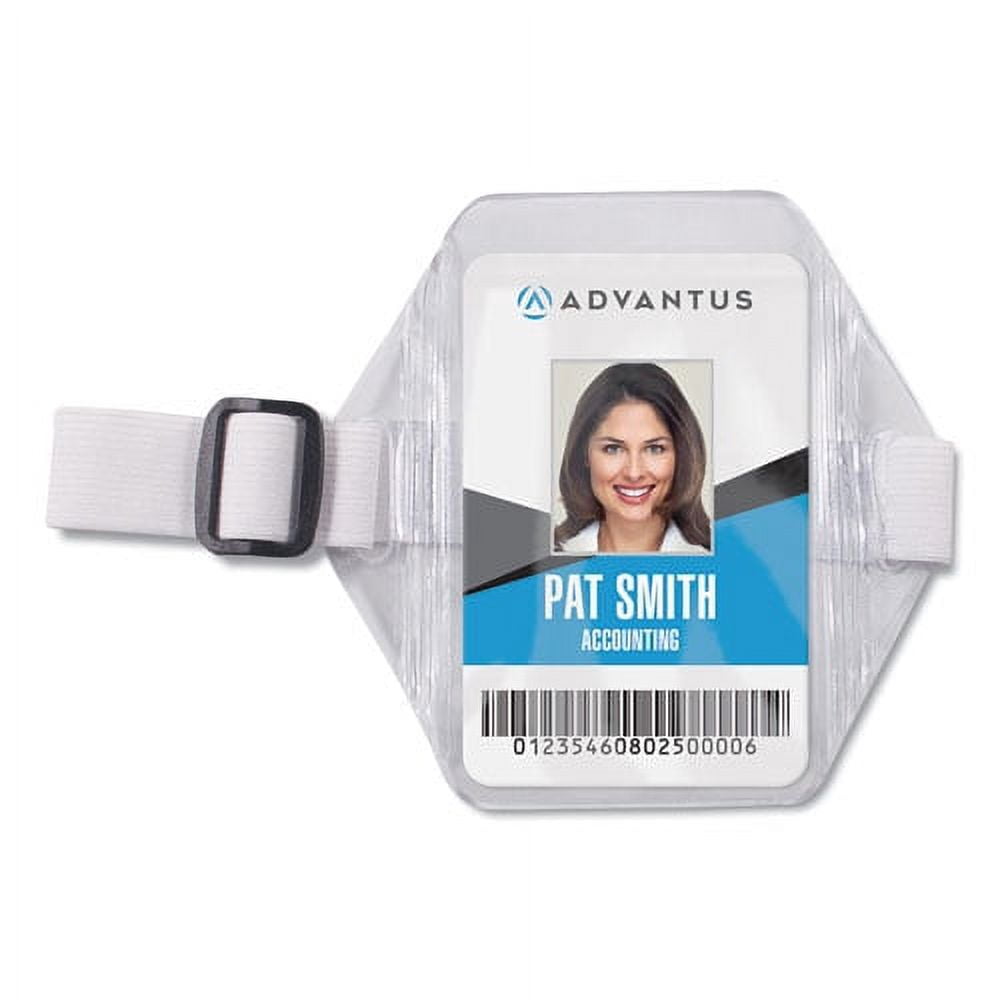 "Arm Badge Holders, Vertical, Textured Clear 5"" x 5"" Holder, 2.5"" x 4"" Insert, 12/Pack | Bundle of 10 Boxes"