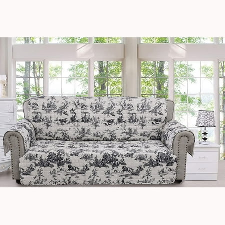 Greenland Home Fashion Classic Toile Waterproof Furniture Protector - Sofa, Black 127x77"