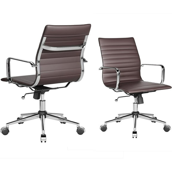 Arm Chair, Ergonomic Office Chair with Wheels and Armrests, Adjustable Heavy-Duty Swivel Chair for Home and Office, Wide 22.83in Seat for Women and Men(Brown )