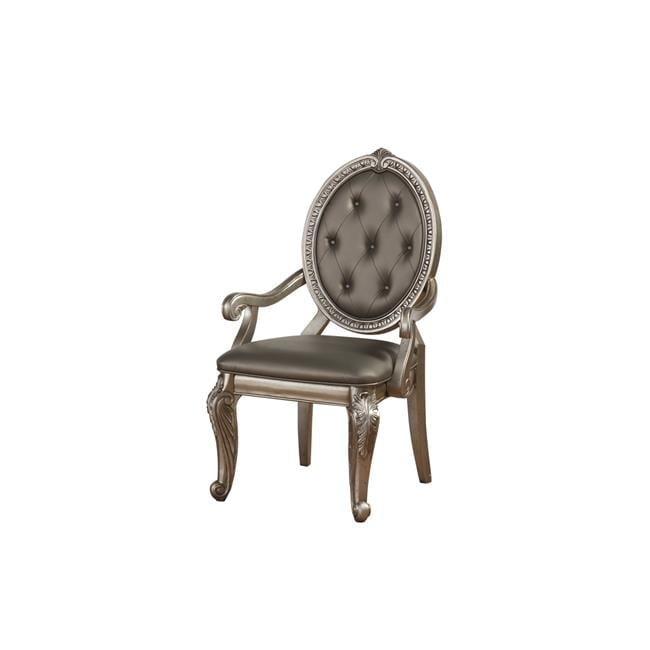 Northville 24" Gray Faux Leather and Wood Antique Arm Chair