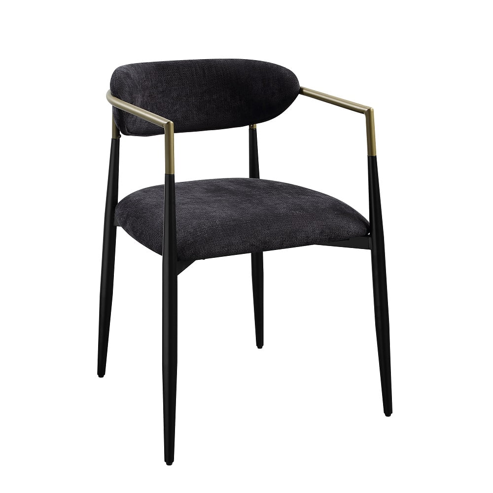 Acme Jaramillo Arm Chair (Set-2) Black Chenille & Black