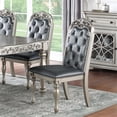 thumbnail image 1 of Arm Chairs, Set of 2 Arm Chairs with Cushion Upholstered Seat Tufted Back, Majestic Formal Dining Living Room Chairs, Grey Silver Finish Rubberwood Dining Room Furniture, Silver and Grey, 1 of 8