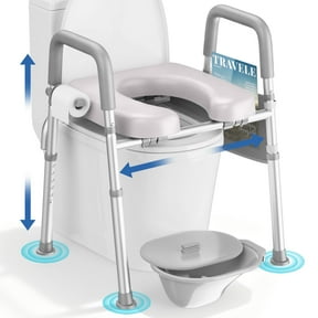 KEKOY Bedside Commode for Seniors, Commode Chair with Arms and Padded Seat , FSA HSA Eligible 400lb Easy Assembly Toilet Chair , Adjustable Raised Toilet Seat with Handles