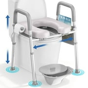 KEKOY Bedside Commode for Seniors, Commode Chair with Arms and Padded Seat , FSA HSA Eligible 400lb Easy Assembly Toilet Chair , Adjustable Raised Toilet Seat with Handles