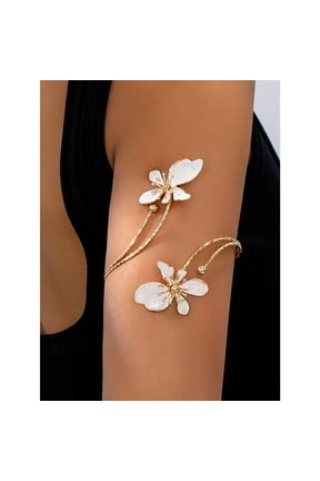 Arm Cuff Jewelry for Women Adjustable Flower Cuff Bangle Bracelet Gold Armband Upper Jewelry Gifts for Women Boho Western Accessories