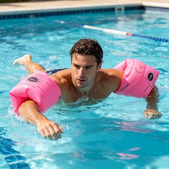 Arm Floaties for Adults, Inflatable Roll-On Swim Arm Bands, Pool Floaties, Learn to Swim Water Rings,1 Pair