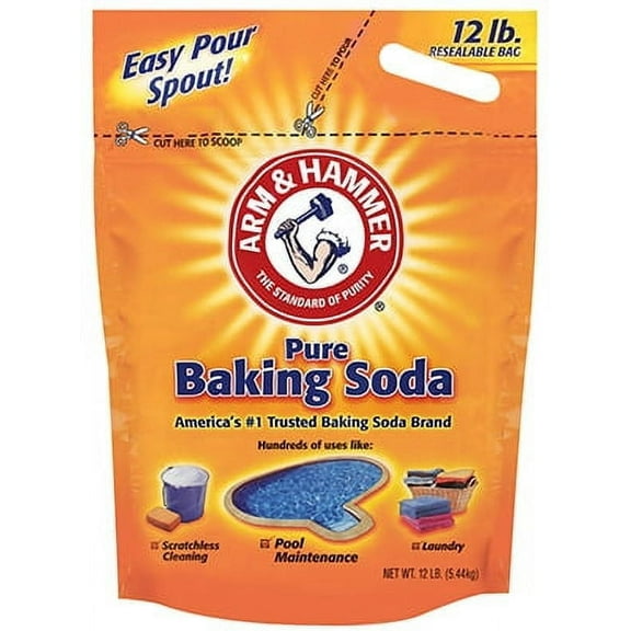Arm & Hammer 12 LB Baking Soda 100% Sodium Bicarbonate Re-Sealable Bag