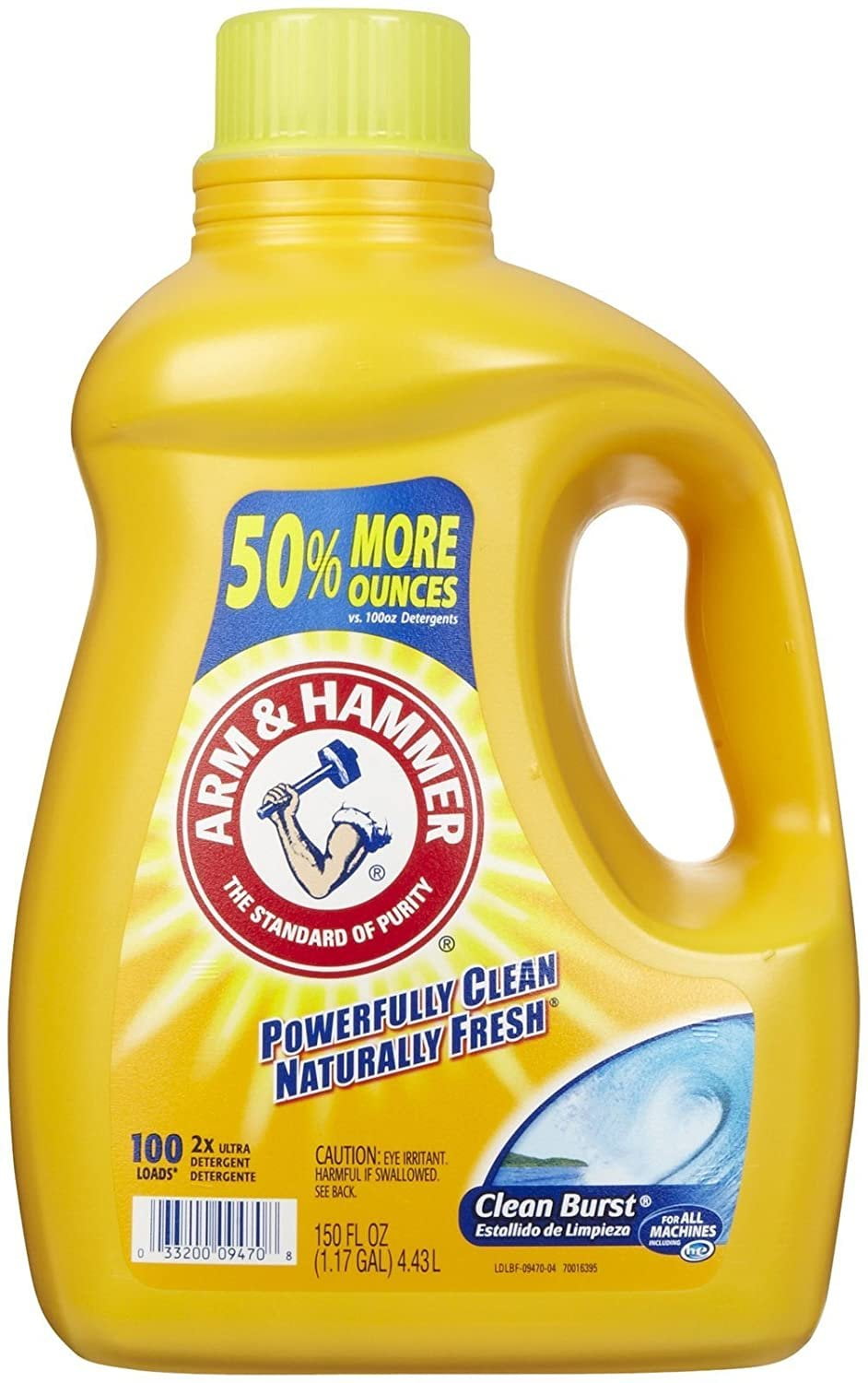Arm & Hammer 2X Laundry Detergent, Clean Burst, 100 Loads, 150 Fl Oz