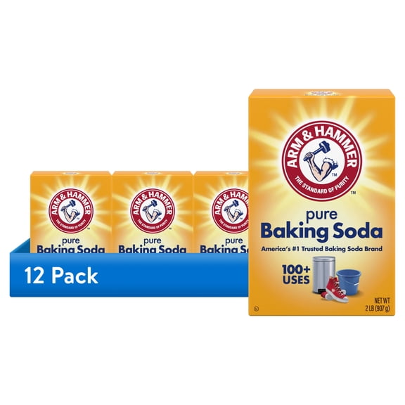 (12 pack) ARM & HAMMER Pure Baking Soda, For Baking, Cleaning & Deodorizing, 2 lb Box