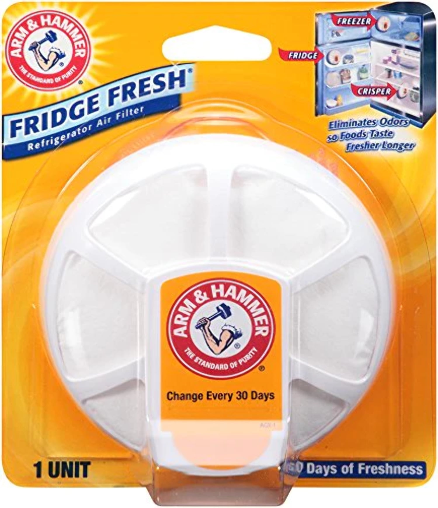 Arm  Hammer 33200-01710 Baking Soda Fridge Fresh Air Filter, 0.28 oz (Pack of 8)